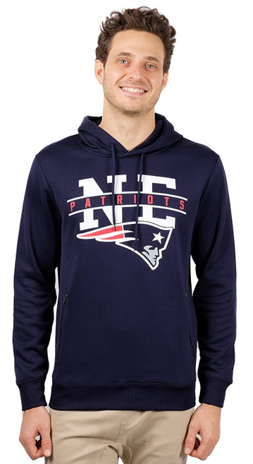 Ultra Game NFL New England Patriots Mens Fleece Hoodie Pullover Sweatshirt Zipper Pocket, Charcoal Heather, Medium