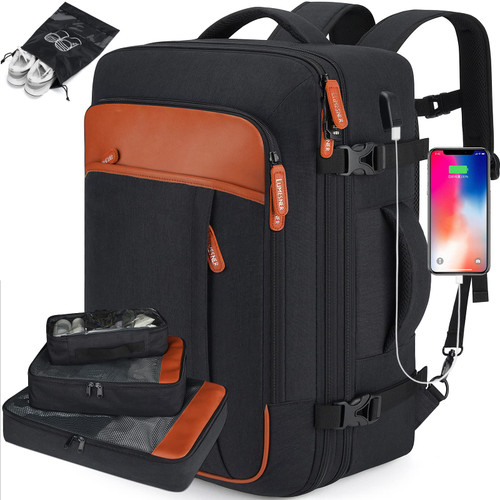 Carry on Backpack, Extra Large 40L Flight Approved for Men & Women,Expandable Suitcase Travel Backpacks With 4 Packing Cubes,Water Resistant Luggage Daypack Business Weekender Bag,Black Carry on Backpack, Extra Large 40L Flight Approved for Men & Women,Expandable Suitcase Travel Backpacks With 4 Packing Cubes,Water Resistant Luggage Daypack Business Weekender Bag,Black