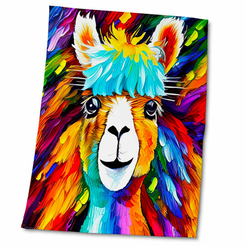 3dRose Artistic Image of an Alpaca Animal. Bold Colors. Digital Painting - Towels (twl-379151-2)
