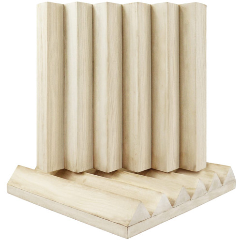 TroyStudio Wood Sound Acoustic Diffuser Panels - 12 X 12 X 2 Inches 2Pcs Thick Diffusion Panels, Paintable Art Music Studio Acoustical Room Treatments Diffusor for Wall & Ceiling Decor (Wedge)