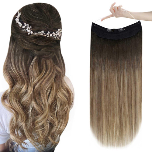 Easyouth Wire Extensions Human Hair, Balayage Layered Wire Hair Extension Natural Black Fading to Chestnut Brown mix Honey Blonde Wire Human Hair Extensions Healthy 14 inch 70g Easyouth Wire Extensions Human Hair, Balayage Layered Wire Hair Extension Natural Black Fading to Chestnut Brown mix Honey Blonde Wire Human Hair Extensions Healthy 14 inch 70g