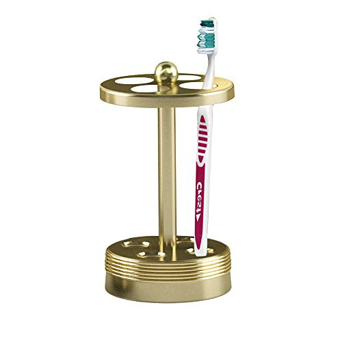 nu steel Jewel Toothbrush Holder, Striped, Gold