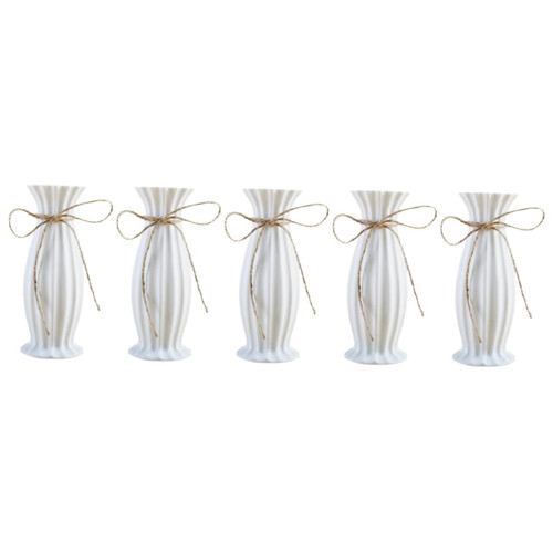 DECHOUS 5pcs White Ceramic vase White vases tablescape Decor Dry Flowers for vase Floral Arrangement Container Art vase Ceramic Planter Dried Flower Pot Home vase Ceramic Craft vase Simple