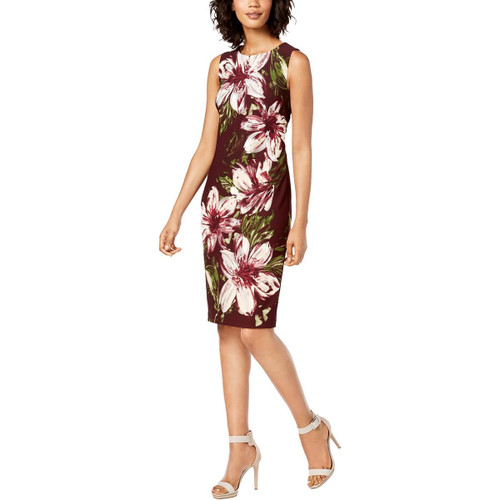 Calvin Klein Womens Floral Mini Sheath Dress Purple 4