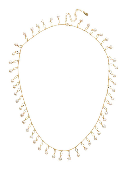 Sorrelli Milana Long Strand Necklace, Bright Gold-Tone Finish, Polished Pearl, One Size (NEC3BGPLP)