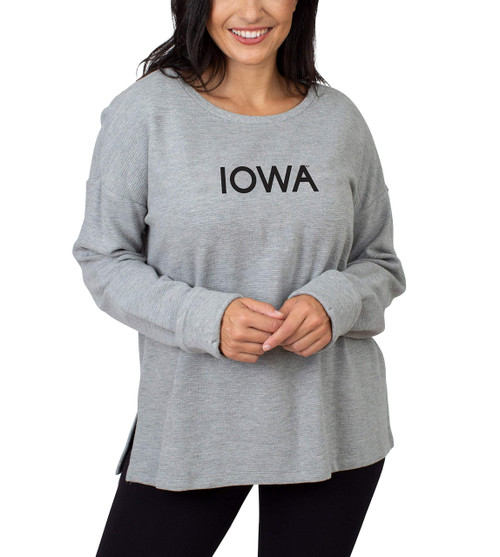 NCAA Iowa Hawkeyes Womens Ribbed Pullover, GREY, Large