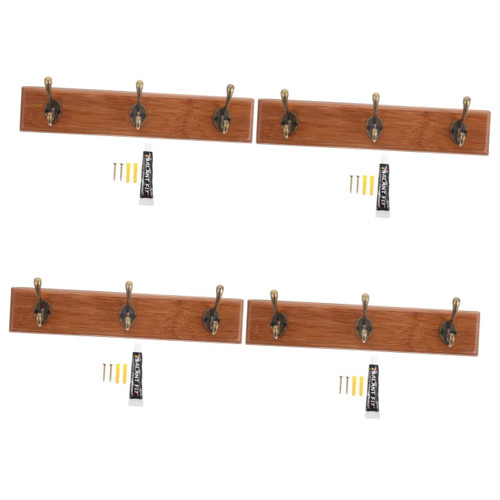 Cabilock 4 Sets Retro Coat Hook Key Coat Hook hat Hanger Rack Transparent Row Hook Rail Wall Hook Wall Hangers Bag Wall Coat Hooks Wall Coat Rack Punch Hole Key Holder Bamboo