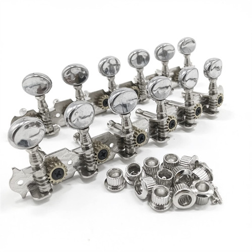 KESHUO Silver 6L6R Tuning Pegs Tuners Machine Heads String Tuning Pegs for 12 String Acoustic Guitar Part Tuner Machine Heads Knobs