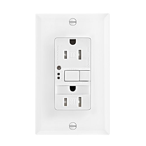 EATON GFCI Self-Test 15A -125V Tamper Resistant Duplex Receptacle with Nightlight & Standard Size Wallplate, White
