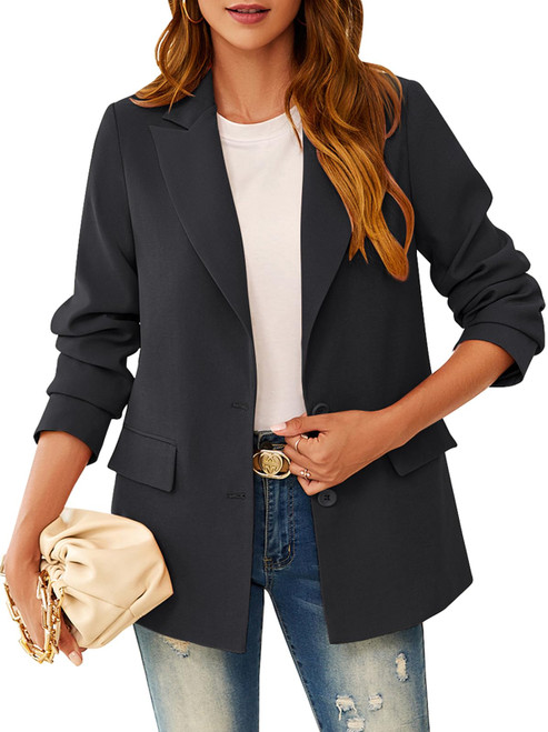 BZB Women's Casual Blazers Long Sleeve Lapel Button Open Front Work Office Blazer Jackets Suit Black BZB Women's Casual Blazers Long Sleeve Lapel Button Open Front Work Office Blazer Jackets Suit Black