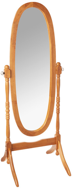 Roundhill Furniture Traditional Queen Anna Style Wood Floor Cheval Mirror, Oak Finish