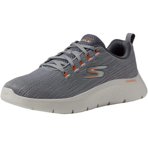 Skechers Men's Gowalk Flex-Athletic Workout Walking Shoes with Air Cooled Foam Sneakers, Grey/Orange 2, 15