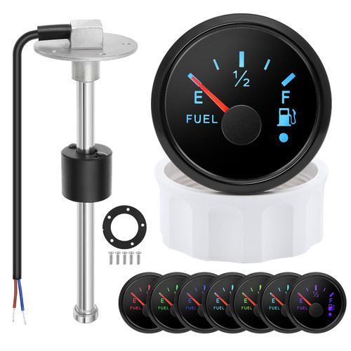 Faymizsa Fuel Sending Unit with Fuel Gauge 8"(200mm) Boat Fuel Water Level Sender Gas Tank Sending Unit 240-33ohm 316 Stainless Steel(Black)