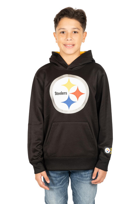 Ultra Game NFL Boys Extra Soft Fleece Pullover Hoodie Sweatshirt, Pittsburgh Steelers, Team Color, 10-12