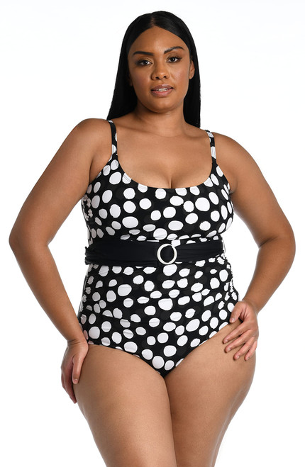 La Blanca Women's Rouched Body Lingerie Mio One Piece Swimsuit, Black//Mod for Dot, 16