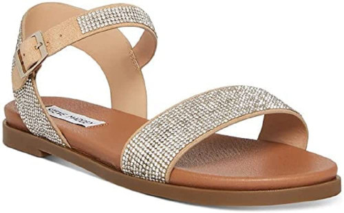 Steve Madden Women's Dina Flat Sandal, Rhinestone, 7.5