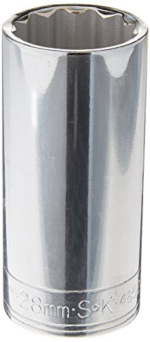 SK Hand Tool 48028 12 Point 1/2-Inch Drive Deep Socket, 28mm, Chrome