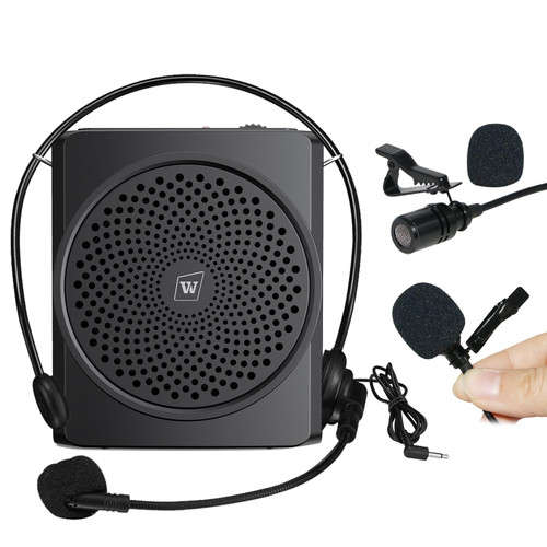 WinBridge Bluetooth Voice Amplifier with Wired Lapel Microphone & Headset Microphone, Portable Megaphone Speaker with Mic, Small Pa System for Teachers, Tour Guide, Classroom Click On Microphone