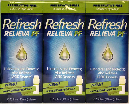 Refresh Relieva Preservative-Free Lubricant Eye Drops 0.33 Fl Oz (10ml) Sterile (3-Pack) Refresh Relieva Preservative-Free Lubricant Eye Drops 0.33 Fl Oz (10ml) Sterile (3-Pack)