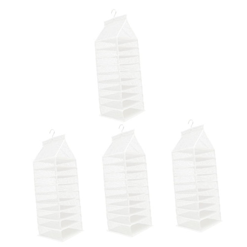 BESTOYARD Panty Organizers 4pcs storage box wardrobe hanging organizer closet storage bag rack clothes storage clothes multi-layer wardrobe organizer shelf household pvc white