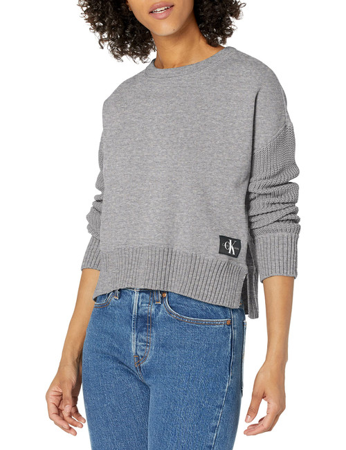 Calvin Klein Jeans Women's Knit Sleeve Round Neck Sweater, Terracotta, Extra Large