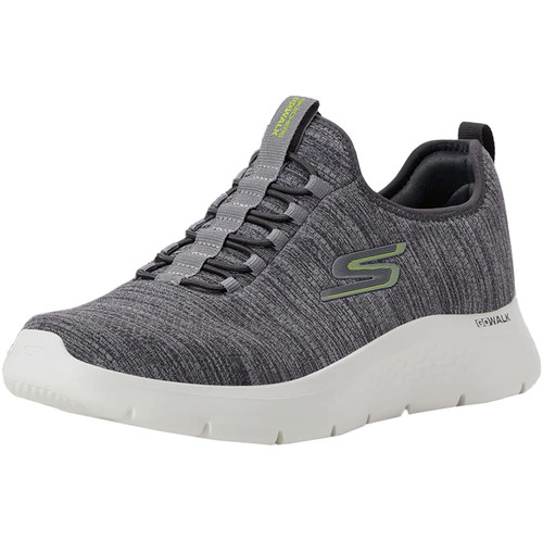 Skechers Men's Gowalk Flex-Athletic Slip-On Casual Walking Shoes with Air Cooled Foam Sneakers, Grey/Lime 2, 12