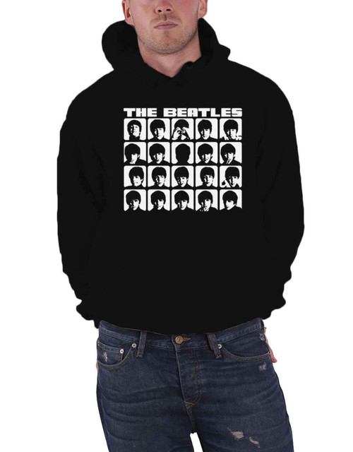 The Beatles Hoodie Hard Days Night Faces Mono Official Mens Black Pullover Size XL