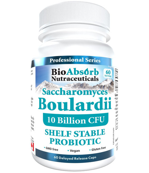 Bio Absorb Saccharomyces Boulardii Probiotic. 10 Billion CFU of S Boulardii. 60-Day Supply. Shelf-Stable, Vegan (60 Capsules)