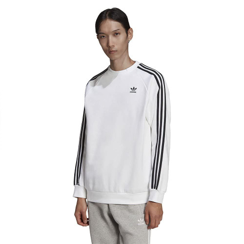 adidas Originals Men's Adicolor Classics 3-Stripes Crew Sweatshirt, White, Large