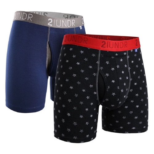 2UNDR Swing Shift 6" Boxer Brief 2-Pack (Navy-Free4All, Small)