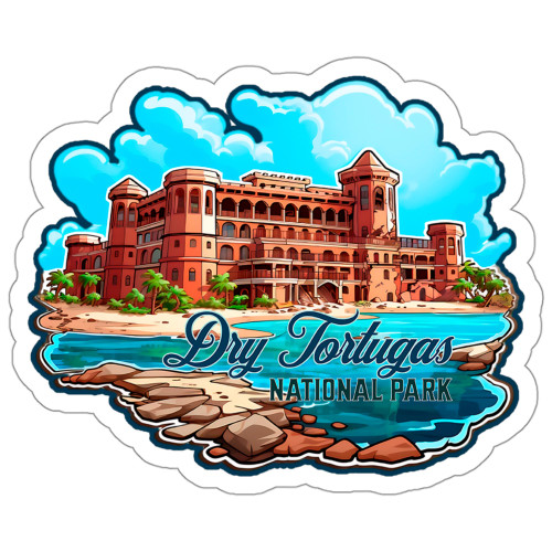 Dry Tortugas National Park Sticker Florida Travel Window Small Vinyl Decal Waterproof for Water Bottle Mug Passport Book Scrapbook Notebook Laptop Tumbler Skateboard Computer Phone Size 4" Funny Gift
