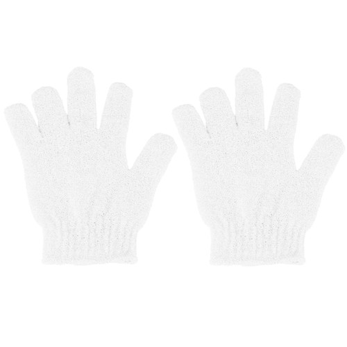 2 Pcs Shower Gloves, Exfoliating Gloves, Exfoliating Mitt, Exfoliating Body Scrub, Loofah Bath Gloves for Men, Women (White, 2)