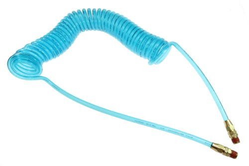 Coilhose Pneumatics PR14-10B-T Flexcoil Polyurethane Coiled Air Hose, 1/4-Inch ID, 10-Foot Length with (2) 1/4-Inch MPT Swivel Fittings, Transparent Blue