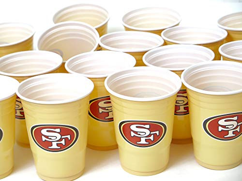 San Francisco 49ers Jumbo party cups set of 36. Large plastic colorful 18 oz. game day plastic cups.