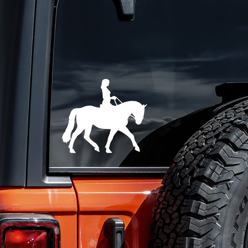 Dressage Horse Decal Vinyl Sticker Auto Car Truck Wall Laptop | White | 5.5" x 4"