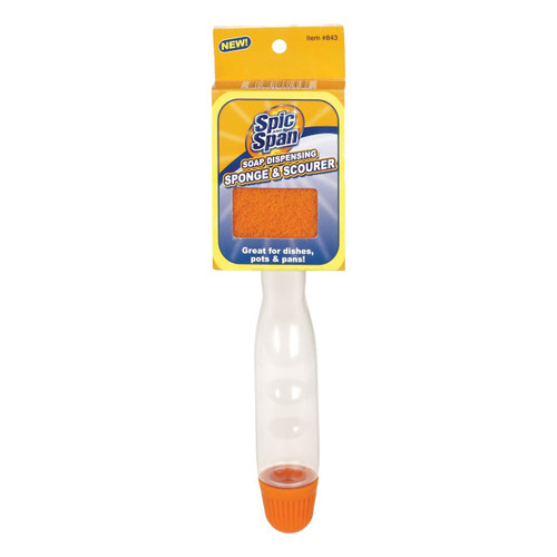 Spic and Span Kleen Maid 00843 Orange One Size Soap Dispensing Sponge and Scourer with Handle