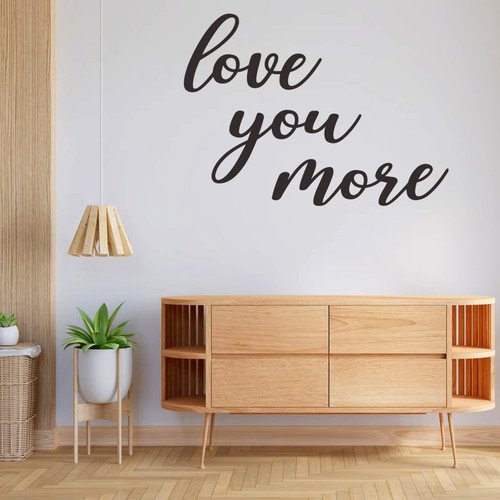 Love You More Wall Sticker, Inspirational Wall Decals Family Quotes Wall Art Decor Removable Wallpaper for Bedroom Living Room Home Decoration