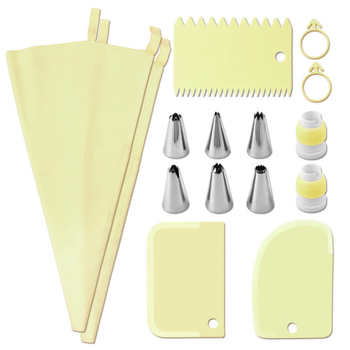 Piping 15pcs commonly tools for cake decoration,Decorating Tips Pastry Tips Piping bags and tips Settings Decorating Tips Icing Piping Nozzles Upgraded TPU silicone piping bag cakes cupcakes