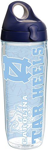 Tervis 1221254 North Carolina Tar Heels College Pride Tumbler with Wrap and Navy with Gray Lid 24oz Water Bottle, Clear