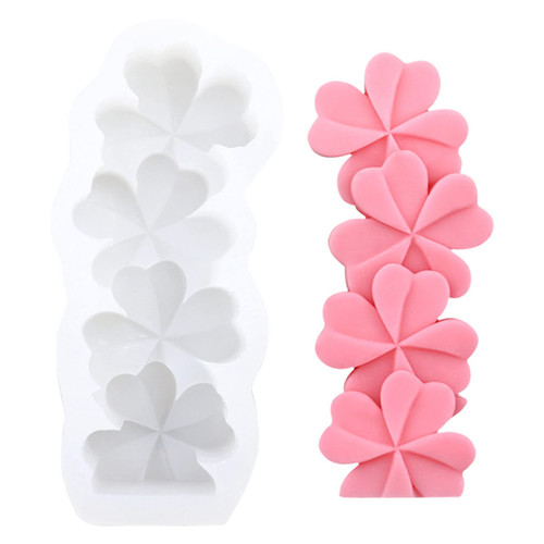 Stacks of Four Leaf Clover Silicone Candle Mold Soap Mold Fondant Chocolate Cake Baking Mould Plaster Clay Epoxy Resin Mold Home Decor