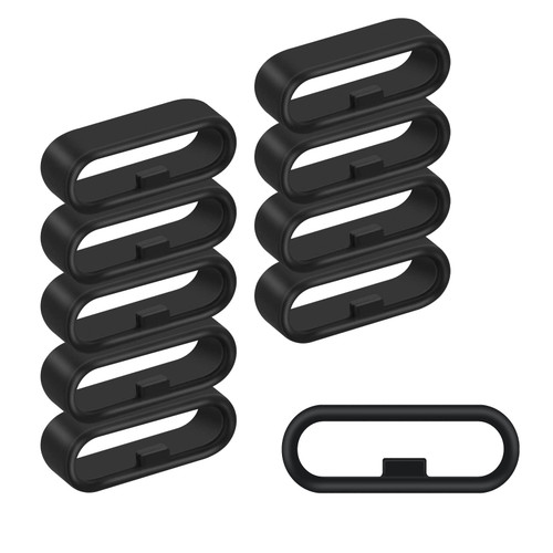 cobee Silicone Watch Strap Loops, 10 Pcs Watch Strap Fastener Rings Replacement Watch Strap Band Keeper Loop Security Holder Retainer Ring Universal Fit Watchband Loops (Black, 20mm)