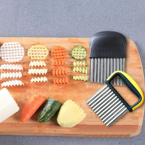 Wavy Crinkle Cutter Knife, Vegetable & Fry Crinkle Cutter Wavy Potato Soap Cutting Tool French Fry Slicer Stainless Steel Blade Serrator Chopping Knife Wavy Knife for French Fries Kitchen Knife Wavy Crinkle Cutter Knife, Vegetable & Fry Crinkle Cutter Wavy Potato Soap Cutting Tool French Fry Slicer Stainless Steel Blade Serrator Chopping Knife Wavy Knife for French Fries Kitchen Knife