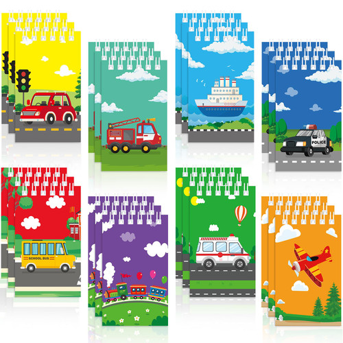 24 Pieces Transportation Party Mini Spiral Notebooks,Car Traffic Party Favor Prize Pinata Fillers Carnival Goodie Bag Stuffers Journal Notepad Teacher Classroom Rewards Supplies for Birthday Party