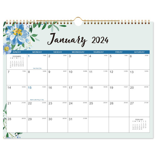 2024 Calendar - Wall Calendar 2024, JANUARY to DECEMBER 2024, 14.8 x 11.4 Inches, 12 Months Calendar with Ample Blank Blocks and Julian Dates, Perfect 2024 Calendar for Easy Planning