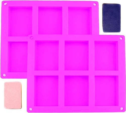 Set of 3 Purple Silicone Rice Crispy, Cold Press, Soap Molds Homemade Craft Old Fashion Soap Bar Mold Silicone Molds for Cake Baking Tart Pudding Cookie Making, Rectangle Shape (3 x PURPLE)