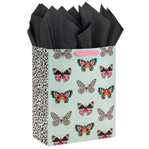 Hallmark 13" Large Gift Bag with Tissue Paper (Butterflies, Mint Green, Pink, Black) for Easter, Mother's Day, Bridal Showers, Baby Showers, Birthdays Hallmark 13" Large Gift Bag with Tissue Paper (Butterflies, Mint Green, Pink, Black) for Easter, Mother's Day, Bridal Showers, Baby Showers, Birthdays