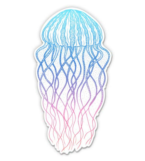 Jellyfish Pretty Ombre - 3" Vinyl Sticker - for Car Laptop I-Pad Phone Helmet Hard Hat - Waterproof Decal