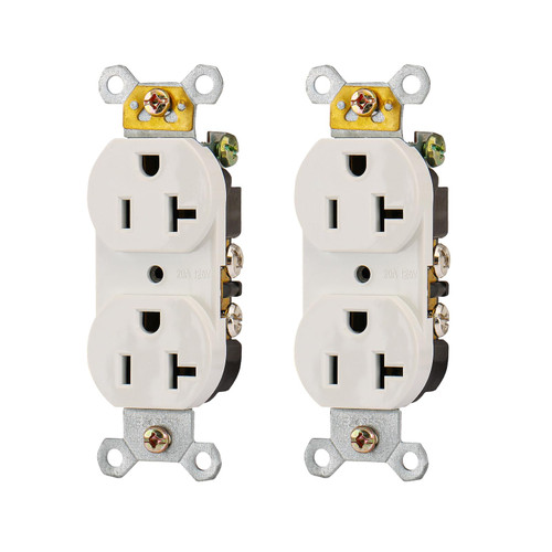 Wengart Outlet Socket,Decora Receptacle,2pack,20Amp Standard Electrical Wall Outlet,Non-Tamper Resistant,Wall Plates Included, White, UL Listed