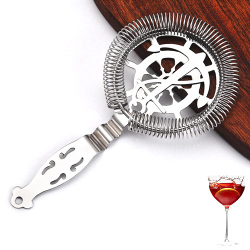 Cocktail Strainer Stainless Steel Bar Strainer for Bartending Durable Ice Filter Julep Strainer Bar Tools Drink Strainer with Spring for Professional Bartenders and Mixologists