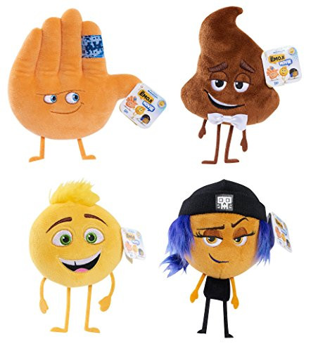 Set of 4 The Emoji Movie Stuffed Beans - Gene, Poop, Jailbreak and Hi5